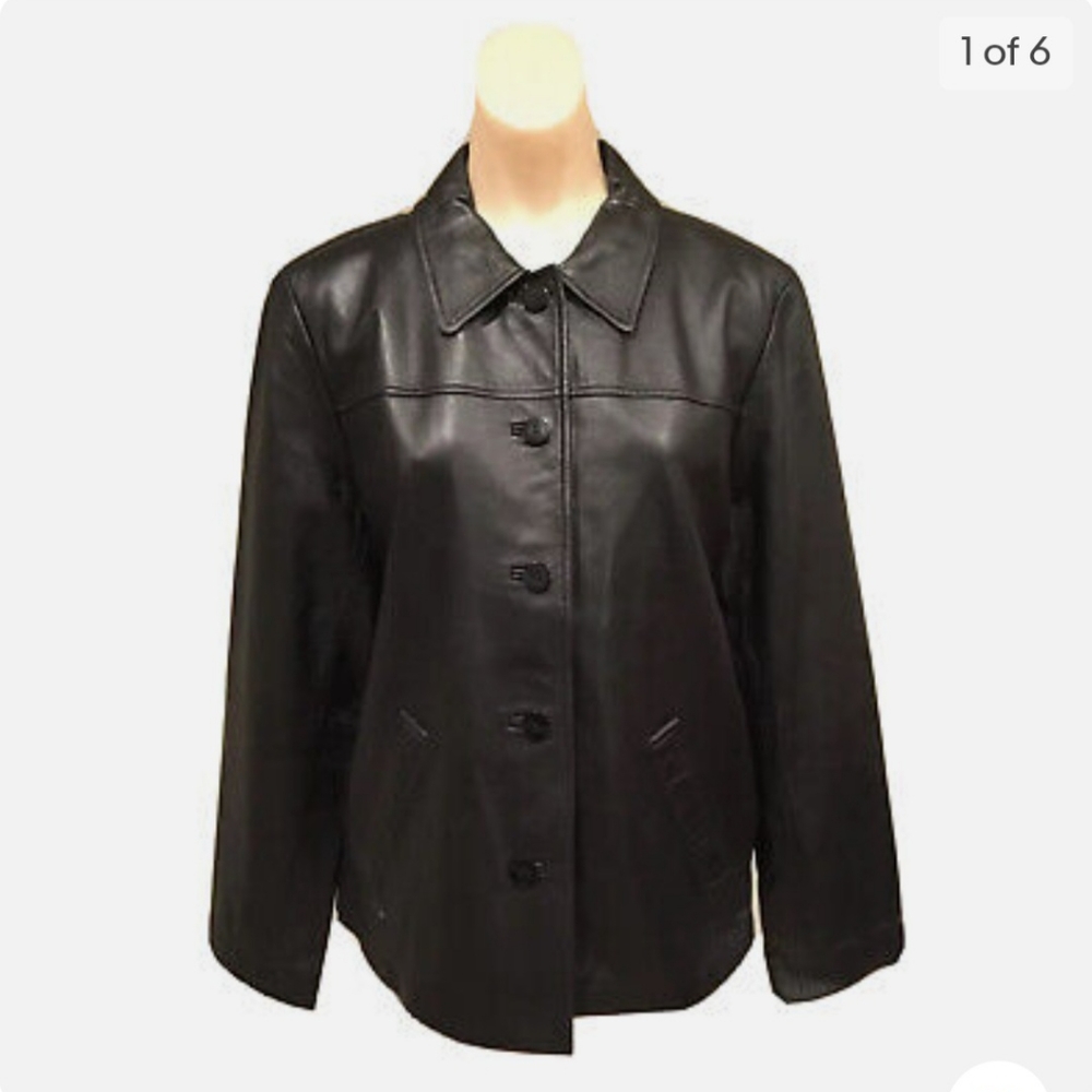 DAVID BROOKS WOMEN'S LEATHER BLAZER JACKET SIZE LARGE